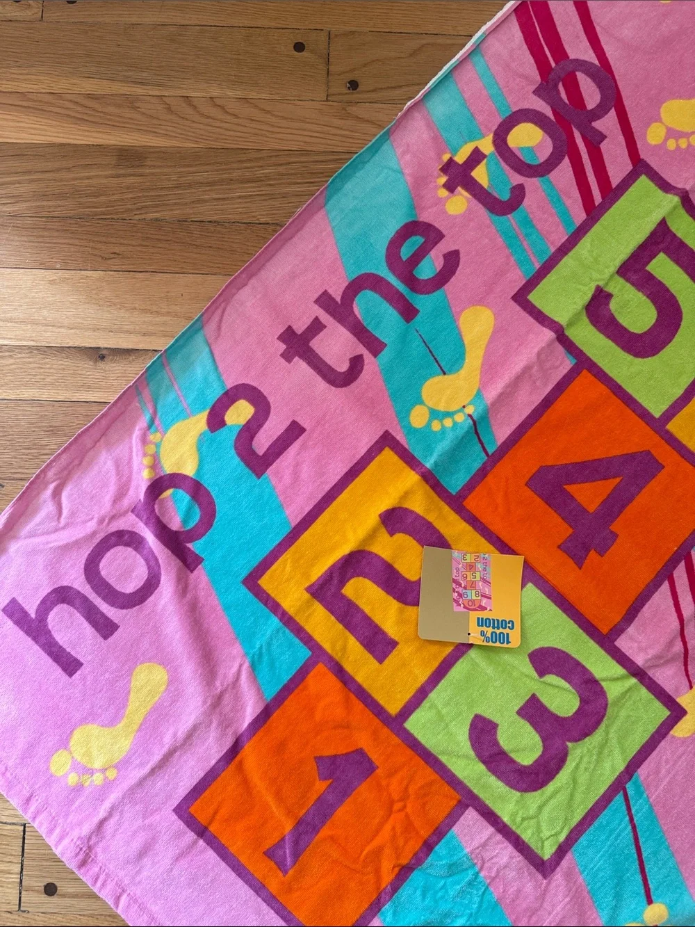 Colorful Number Print Hopscotch Cotton Beach Pool Towel New NWT
